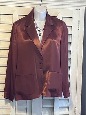 Prophecy Satin Bronze Single-Breasted Blazer Jacket Size 8